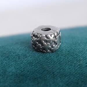 Pandora Sterling Silver Flowers Clip Charm 790533 Retired 925 Floral Stopper